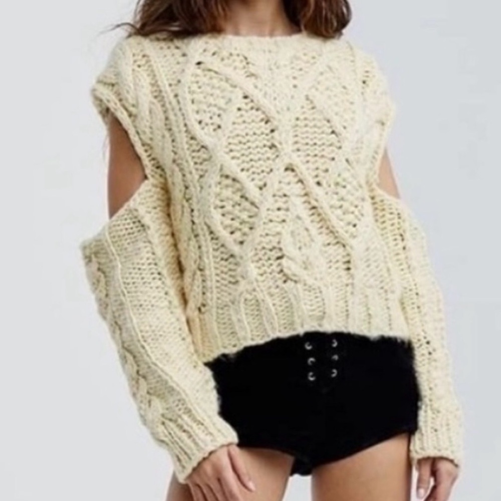 For Love And Lemons 2X Cold Shoulder Sweater Butter $288 tags on.